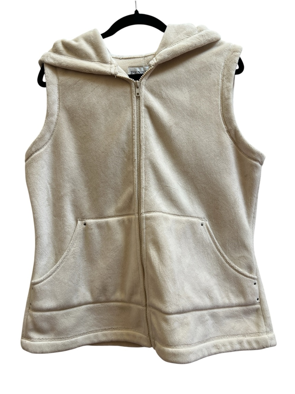 Pendleton Cream Plush Fleece Hooded Zip Vest Sleeveless Cozy Cabincore Outdoor - Picture 2 of 4